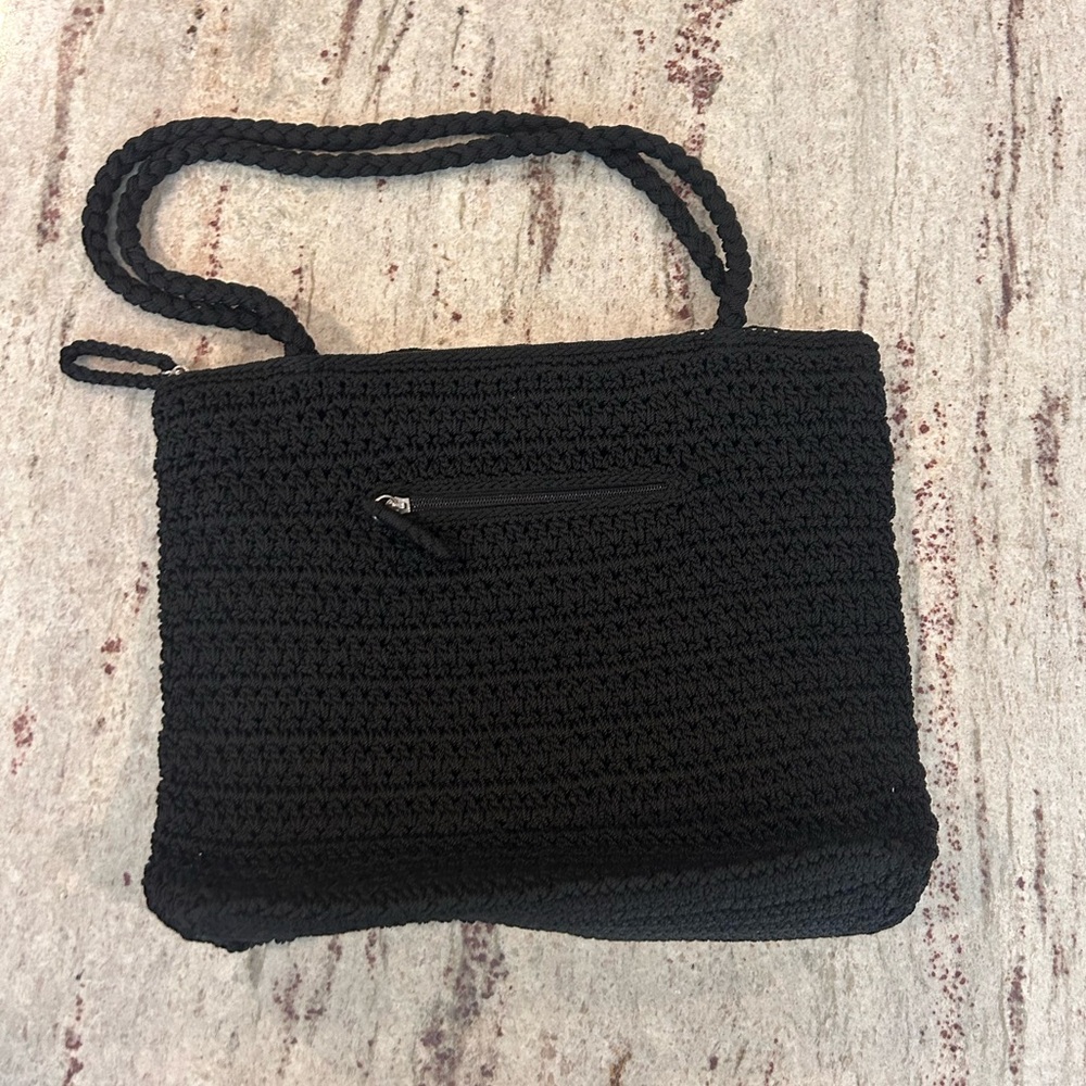 Black Crochet Shoulder Bag - Versatile Women's Bag